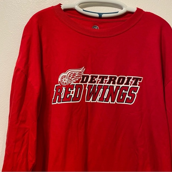 Detroit Red Wings Shirt Mens Size 2XL Long Sleeve Red Pull Over Cotton - Picture 4 of 8